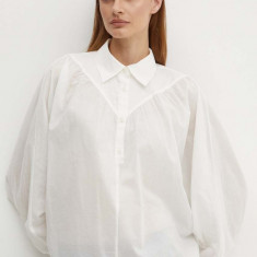 Sisley bluza din bumbac femei, culoarea bej, neted