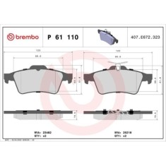 Placute frana Peugeot 508 I (8d) 11.10-12.18, 508 Sw Box / Estate (8e) 11.11-, 508 Sw I (8e) 11.10-12.18, Spate, BREMBO