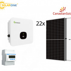 Kit sistem fotovoltaic trifazat 10 kW, invertor Growatt si 22 panouri Canadian Solar 460W