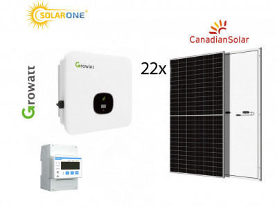 Kit sistem fotovoltaic trifazat 10 kW, invertor Growatt si 22 panouri Canadian Solar 460W foto