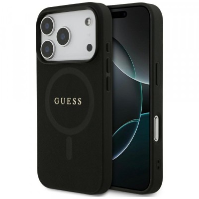 Husa MagSafe pentru Apple iPhone 17 Pro, Guess, Saffiano Classic Logo, Neagra foto