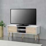 Comoda TV Eskilstuna WE alb/efect lemn stejar [en.casa] HausGarden Leisure