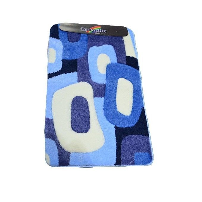 Set 2 covorase de baie mari, albastru, pentru WC, 100x60 cm