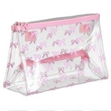Portfard transparent cu model fundite, 3 compartimente, 24x10x17cm, Roz, CMCLASS