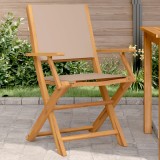 VidaXL Scaune de grădină 2 buc., taupe, lemn masiv acacia și textil