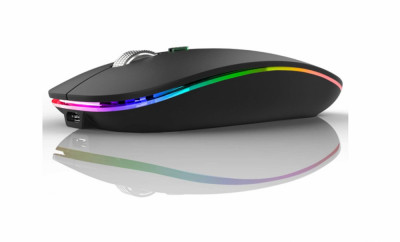 Mouse fara fir Uiosmuph G12, silentios LED 2.4G, reincarcabil, receptor Nano USB, 1600 DPI - RESIGILAT foto