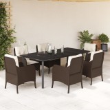 VidaXL Set mobilier de grădină cu perne, 7 piese, maro, poliratan