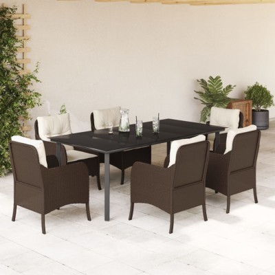 vidaXL Set mobilier de grădină cu perne, 7 piese, maro, poliratan foto