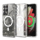 Husa MagSafe pentru Samsung Galaxy S21 Ultra 5G G998, Techsuit, SparkleSkin, Transparenta