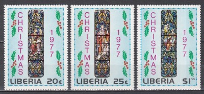 Liberia 1977 - Crăciun - Vitralii, MNH foto