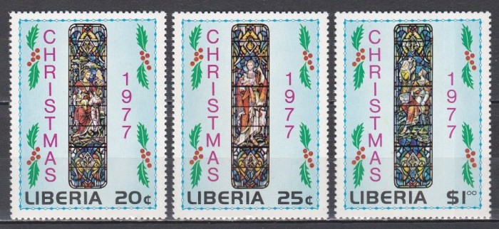 Liberia 1977 - Crăciun - Vitralii, MNH
