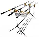 Kit Crap 3 Lansete 3.3 m,Mulinete 9 rulm Rod Pod Full Cu Avertizori Si Swingeri