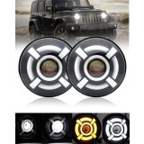 2 x LED Far Lumina Lampa 178mm/7inch 40W Hi/Low/DRL/Indicator Halo Intermitente Moto 4x4 AWD 4WD 12V 24V