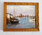Pictura CONSTION ( Constantin Ionescu) - Marina ulei pe carton 20 x 26 cm tablou, Marine, Impresionism