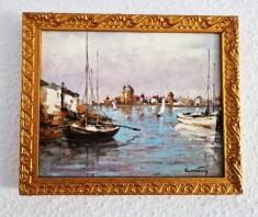 pictura CONSTION ( Constantin Ionescu) - Marina ulei pe carton 20 x 26 cm tablou