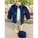 Cumpara ieftin Costum botez 5piese stofa, albastru - DPH348