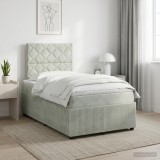 Cumpara ieftin Pat boxspring cu saltea Gri deschis 120 x 190 cm Catifea