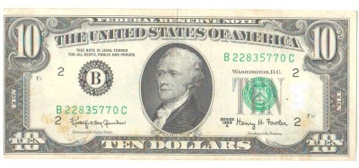 SV * SUA / Statele Unite ale Americii 10 $ / TEN DOLLARS 1963 A * President Alexander Hamilton * Seria B 22835770 C foto