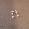 Cercei Unisex Argint 925 cu Cristal Zirconia Alb Patrat, 3 mm, SaraTremo