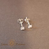 Cercei Unisex Argint 925 cu Cristal Zirconia Alb Patrat, 3 mm