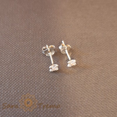 Cercei Unisex Argint 925 cu Cristal Zirconia Alb Patrat, 3 mm foto