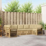 vidaXL Set canapea sectională 7 pcs Alb și Bej 304 x 128,5 x 73 cm 3392448