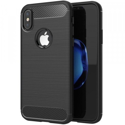 Husa pentru Apple iPhone XS / X, OEM, Carbon, Neagra foto