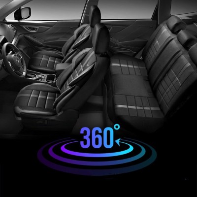 Set Huse Scaune Auto pentru Alfa Romeo 145 - Panda Uludag, material textil cu piele ecologica, cu fermoare pentru bancheta rabatabila, negru cu gri, 1 foto