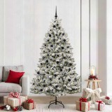 VidaXL Brad de Crăciun artificial Verde și alb 210 cm PVC și Metal 3395758