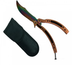 Briceag tip fluture de antrenament IdeallStore&reg;, Training Master, otel inoxidabil, multicolor, 24 cm, bronz