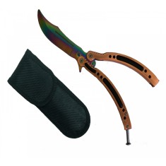 Briceag tip fluture de antrenament IdeallStore&reg;, Training Master, otel inoxidabil, multicolor, 24 cm, bronz