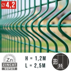 PANOU GARD BORDURAT ZINCAT VERDE, 1200X2500 MM, DIAMETRU 4.2 MM foto