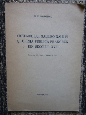N.N. CONDEESCU-SISTEMUL LUI GALILEO GALILEI... - AUTOGRAF foto