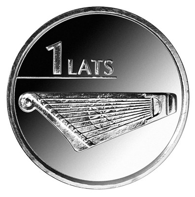 Letonia 1 Lats 2013 - Kokle - instrument muzical, Cupru-nichel, KM-142 UNC !!! foto