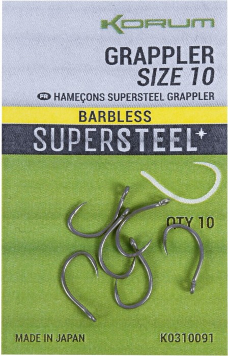 Carlige KORUM Supersteel Grappler Hooks Barbless, Nr.10, 10buc/pac