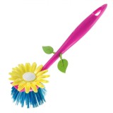 Perie Vase Bucătărie, Model Floare, Culoare Bleu și Fucsia, Cu M&acirc;ner Ergonomic, Oem