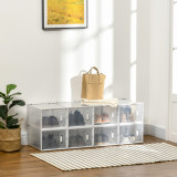 HOMCOM Mobilier pentru organizarea incaltamintei cu gauri de ventilare, 8 cuburi, 28x36x21cm din Plastic PP, Alb si transparent