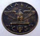 1.776 ITALIA WWII VITTORIO EMANUELE III 5 CENTESIMI 1942 R, Europa, Bronz-Aluminiu