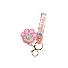 Jucărie interactivă mini lăbuță cu lumini colorate, breloc, roz, 7 cm