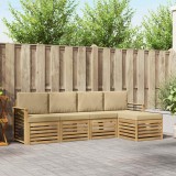 vidaXL Set de canapele de exterior cu pernă 5 pcs Alb și Bej Poliester 3391688