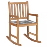Scaun Balansoar vidaXL, Lemn Tec, Pernă Gri Carouri, Interior/Exterior, 58x92.5x106 cm, Relaxare Maximă, Durabil