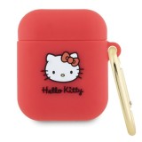 Husa pentru Apple AirPods 1 / AirPods 2 - Hello Kitty Silicone 3D Kitty Head (HKA23DKHSF) - Red