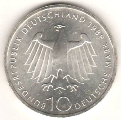 SV * Germania 10 MARK 1989 D * ARGINT foto