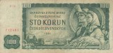 Bancnota 100 Korun Cehoslovacia 1961, VF, Numismatica Europa