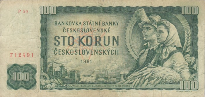 CEHOSLOVACIA 100 korun 1961 VF!!!