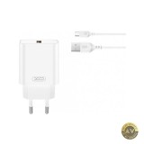 Incarcator Retea Cu Cablu microUSB XO Design CE33 18W 3A 1 x USB-A Alb
