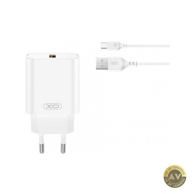 Incarcator Retea Cu Cablu microUSB XO Design CE33 18W 3A 1 x USB-A Alb foto