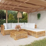 Cumpara ieftin Set mobilier grădină cu perne, 6 piese, lemn masiv de tec