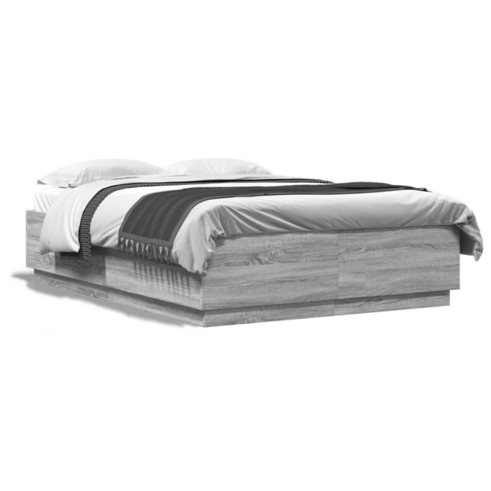 Gossi cadru de pat cu lumini led gri sonoma 160x200 cm lemn prelucrat