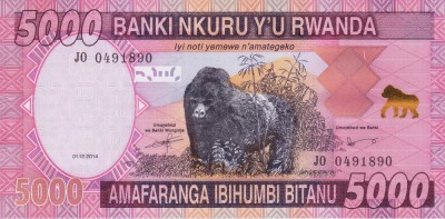 Bancnota Rwanda 5.000 Franci 2014 - P41 UNC foto